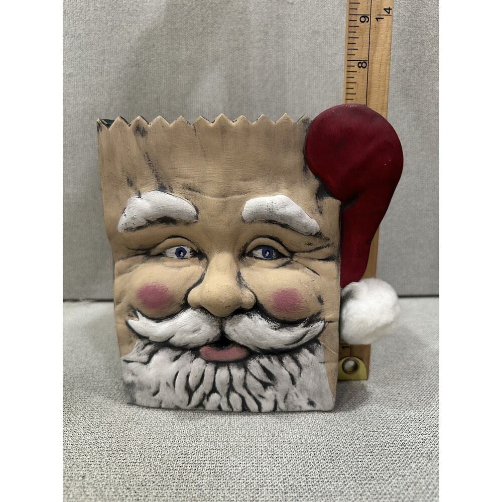 VTG Ceramic Santa Claus Face Vase Planter‎ Christmas Pot FOLK ART HOLIDAY Custom - Picture 6 of 10
